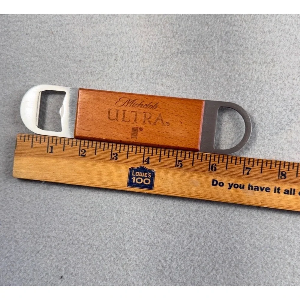 Michelob Ultra Wood Handle Bottle Opener Stainless Steel Bar Blade Tool 7 Inch